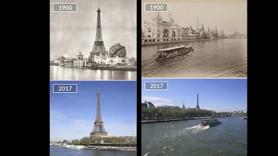 7幅古今对比照片，反映巴黎100多年来的变化