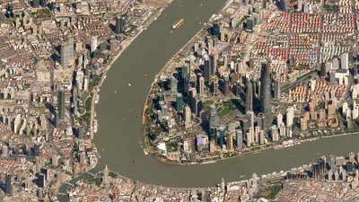 人造卫星450公里高空拍摄城市面貌，景色犹如电脑游戏“SimCity”