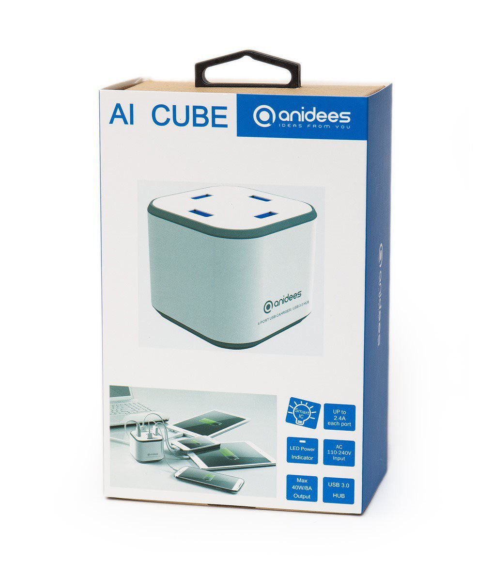 anidees安亿迪AI-CUBE4USB：4组USB全支援最大输出5V/2.4A，充电、传输一把抓