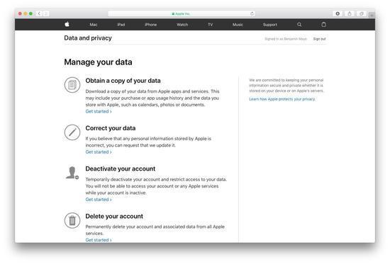 苹果推出新隐私网站欧盟用户可下载AppleID数据