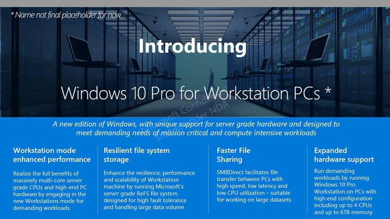 传微软将推Windows10ProforWorkstation，可支援4处理器与6TBRAM