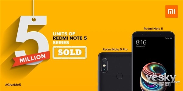 再创佳绩 红米Note5系列在印度4个月售出500万台