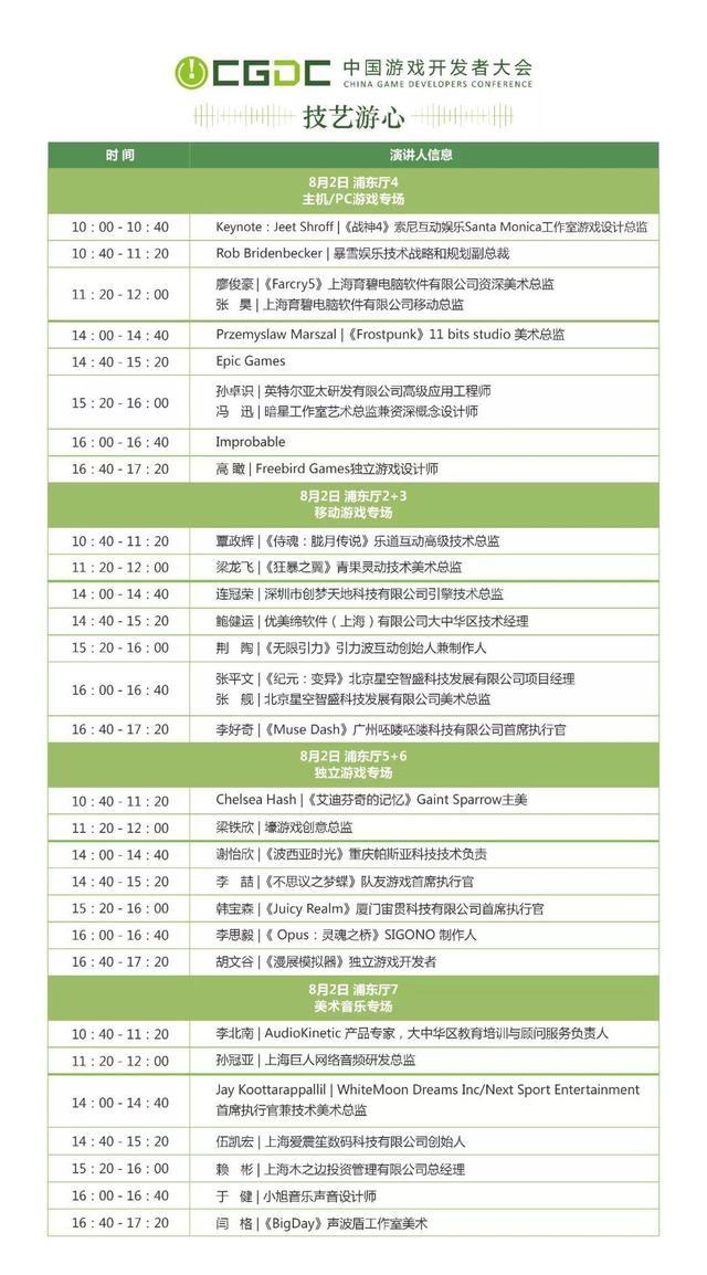 技艺游心 2018中国游戏开发者大会（CGDC）日程正式公布