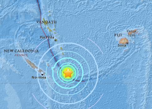 南太平洋发生7.1级地震斐济等地或出现1米高海啸