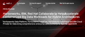 红帽与IBM、Hortonworks联手，加强OpenShift与大数据平台整合