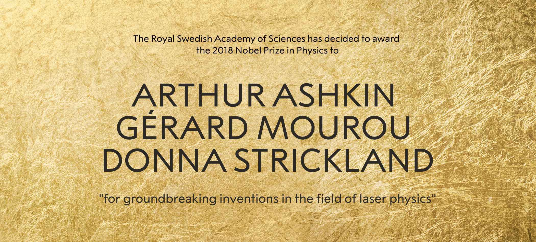 时隔半世纪女性物理学家终获诺贝尔奖 美加法科学家彻底改变激光物理学