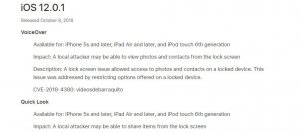 苹果释出iOS12.0.1解决恼人的无法充电及Wi-Fi臭虫，还修补两个安全漏洞