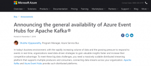 Azure事件中枢服务正式支援ApacheKafka