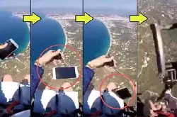 滑翔伞上用“自拍棍”Selfie ，手机不慎由 2,500 呎高空坠落地面