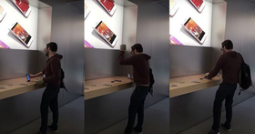 法国Apple Store遭一位顾客怒砸整间店的iPhone 理由是苹果拒绝赔偿他的损失
