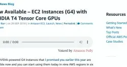AWS推出采用Nvidia T4 GPU的EC2实例，加速AI应用及图形运算