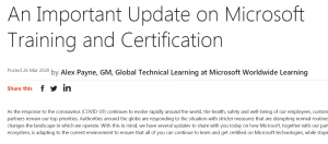 微软展延部分MCSA、MCSD、MCSE效期半年，认证考试延到明年1月