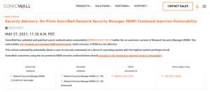 SonicWall修补网管软件指令执行漏洞