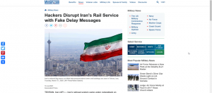 伊朗铁路系统遭入侵，骇客散布班次延误或取消的不实资讯