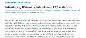 AWS用户现可创建只使用IPv6的EC2执行个体